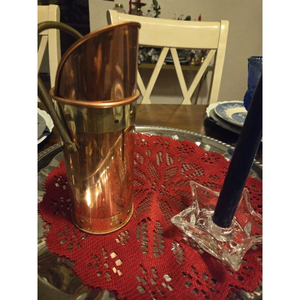 vintage copper and brass fireplace Coal Scuttle Cottagecore Farmhouse Granny